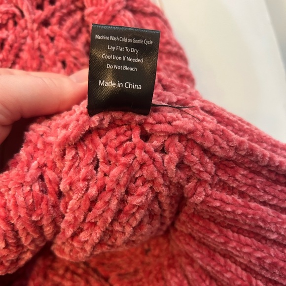 POL Chunky Knit Turtleneck Sweater Women's Medium Pink Cropped Pullover - Picture 8 of 8